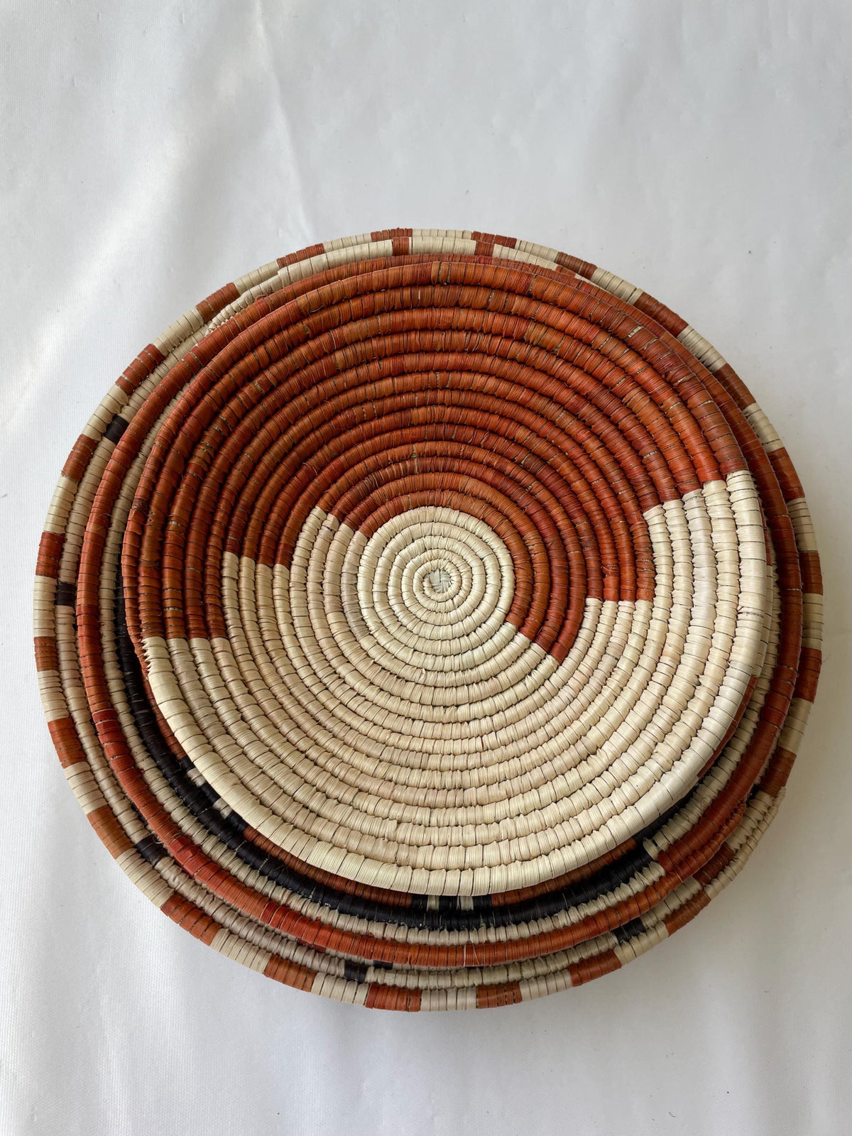 Woven Wall Basket Set Of 7, Handwoven African Baskets for Wall Decor, Neutral Rustic Boho Wall Art, Tribal Home Decor, Earthy tone Baskets