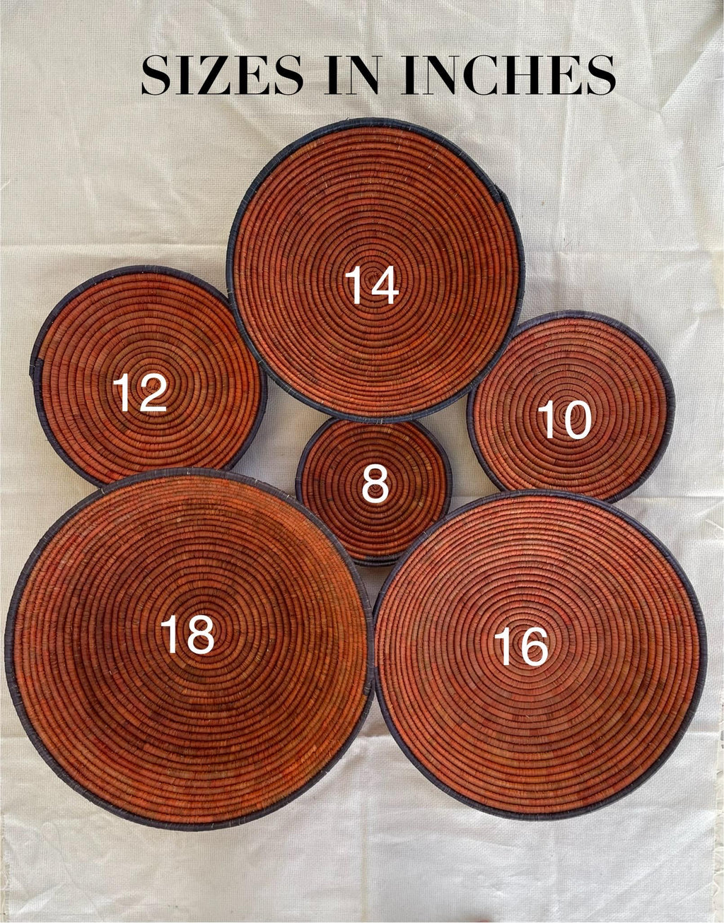 X Large Woven Wall Basket Set Of 6, Handwoven Baskets for Wall Decor, Terracotta Rustic Boho Wall Art, Tribal Home Decor, Christmas Hangings