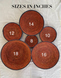 X Large Woven Wall Basket Set Of 6, Handwoven Baskets for Wall Decor, Terracotta Rustic Boho Wall Art, Tribal Home Decor, Christmas Hangings