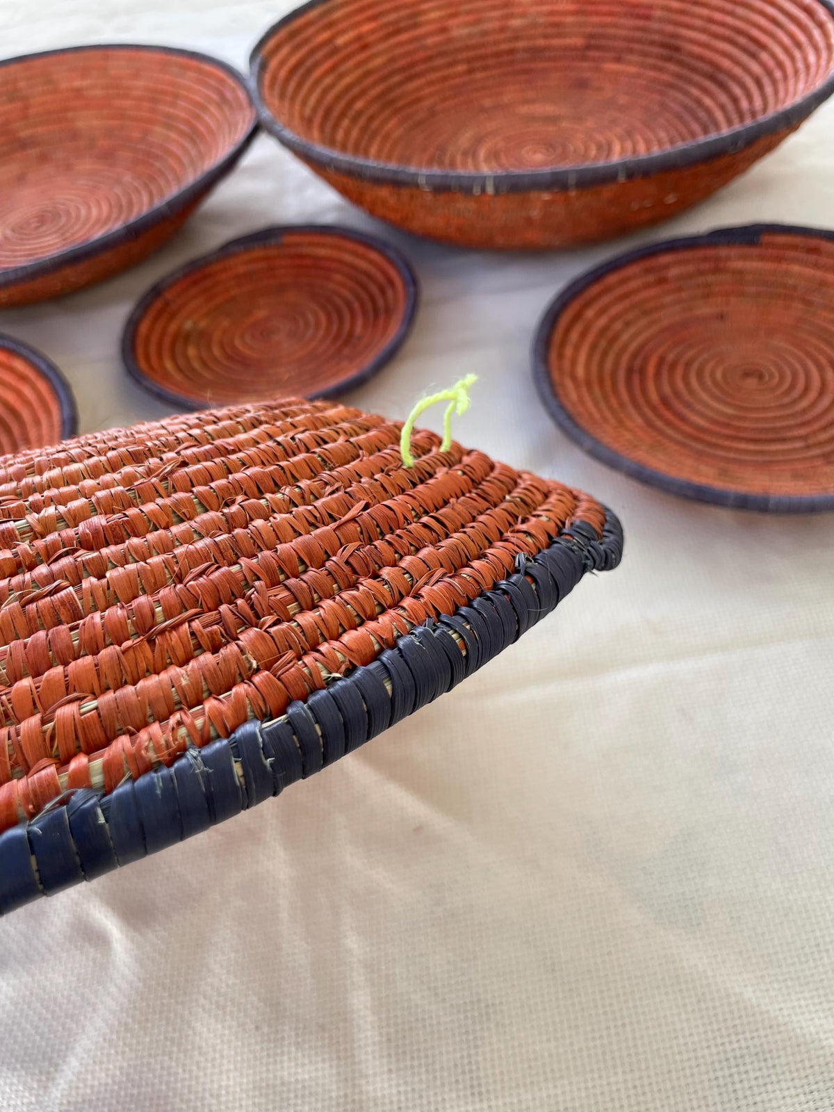 X Large Woven Wall Basket Set Of 6, Handwoven Baskets for Wall Decor, Terracotta Rustic Boho Wall Art, Tribal Home Decor, Christmas Hangings