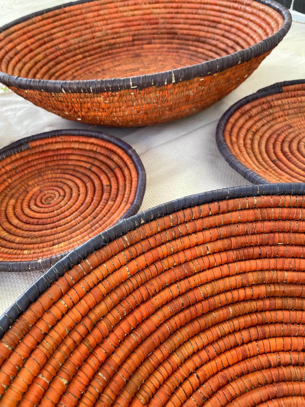 X Large Woven Wall Basket Set Of 6, Handwoven Baskets for Wall Decor, Terracotta Rustic Boho Wall Art, Tribal Home Decor, Collector Pieces