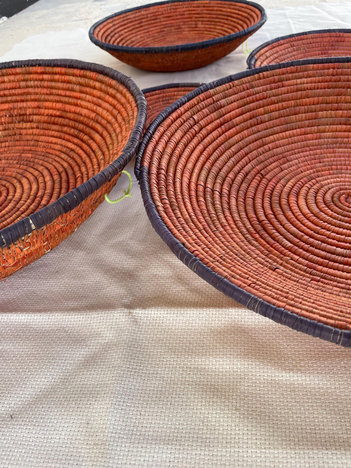 X Large Woven Wall Basket Set Of 6, Handwoven Baskets for Wall Decor, Terracotta Rustic Boho Wall Art, Tribal Home Decor, Collector Pieces