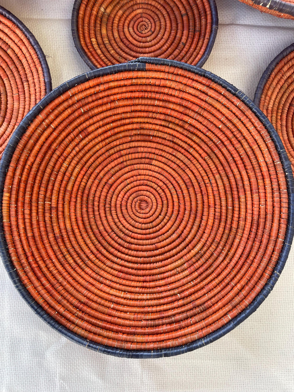 X Large Woven Wall Basket Set Of 6, Handwoven Baskets for Wall Decor, Terracotta Rustic Boho Wall Art, Tribal Home Decor, Collector Pieces