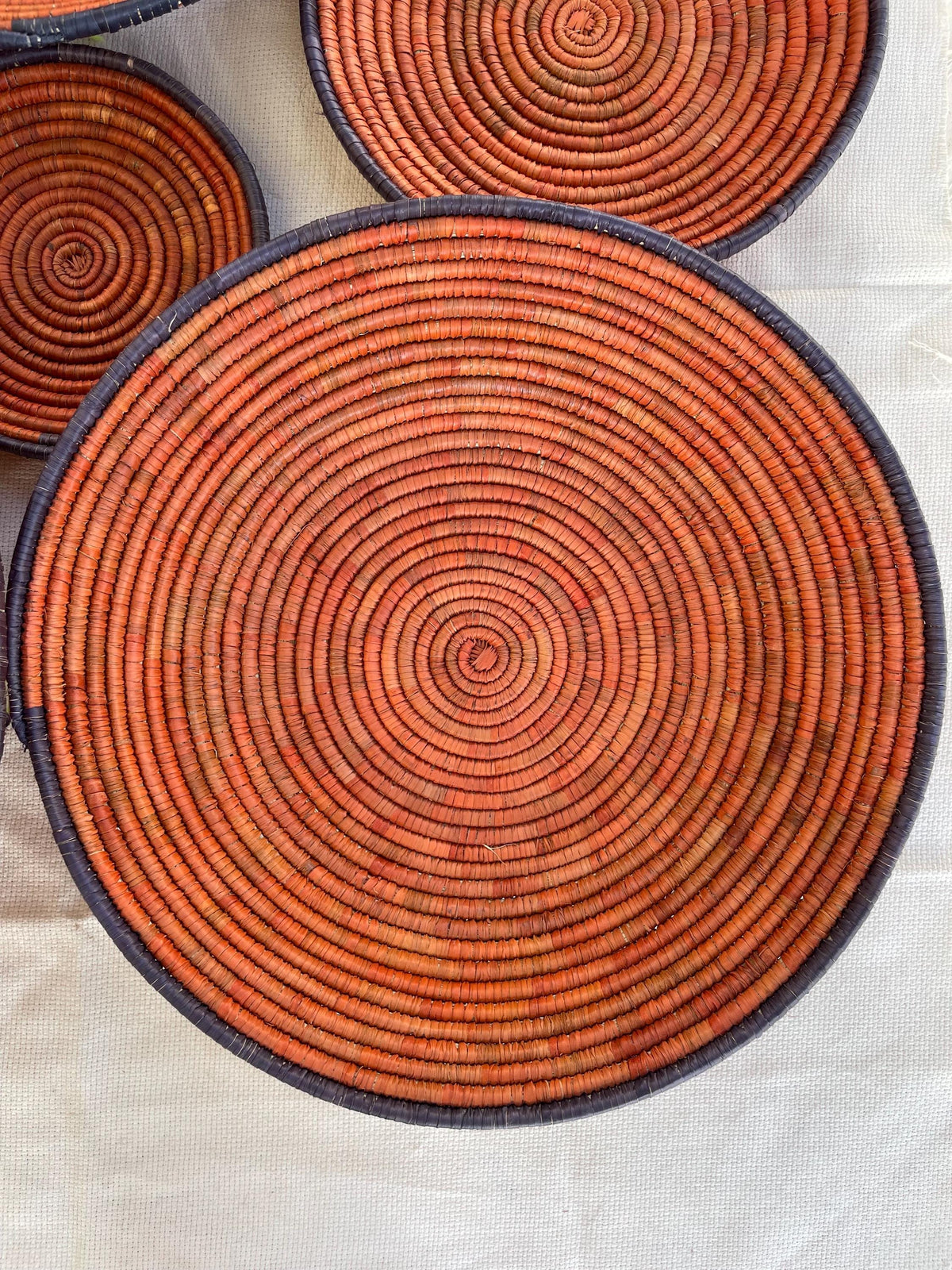 X Large Woven Wall Basket Set Of 6, Handwoven Baskets for Wall Decor, Terracotta Rustic Boho Wall Art, Tribal Home Decor, Christmas Hangings
