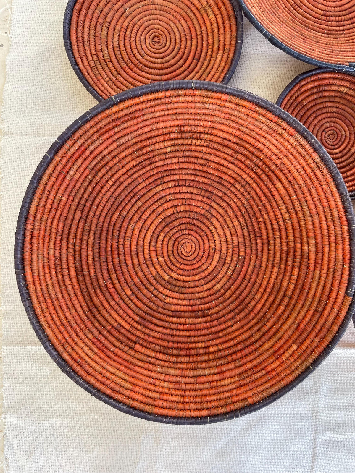 X Large Woven Wall Basket Set Of 6, Handwoven Baskets for Wall Decor, Terracotta Rustic Boho Wall Art, Tribal Home Decor, Christmas Hangings