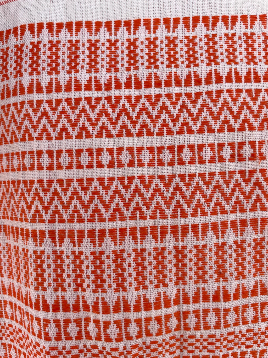 Handwoven Geometric Strip Cotton Rebozo Shawl – Diamond Weave Artisan Wrap – Lightweight Pakistani Textile Cover-up - Hand knotted Fringe