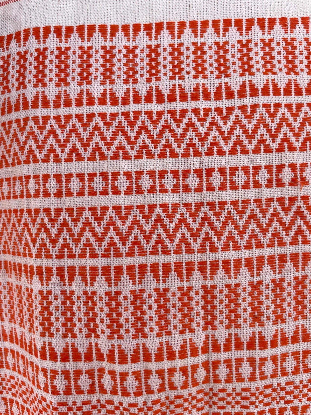 Handwoven Geometric Strip Cotton Rebozo Shawl – Diamond Weave Artisan Wrap – Lightweight Pakistani Textile Cover-up - Hand knotted Fringe