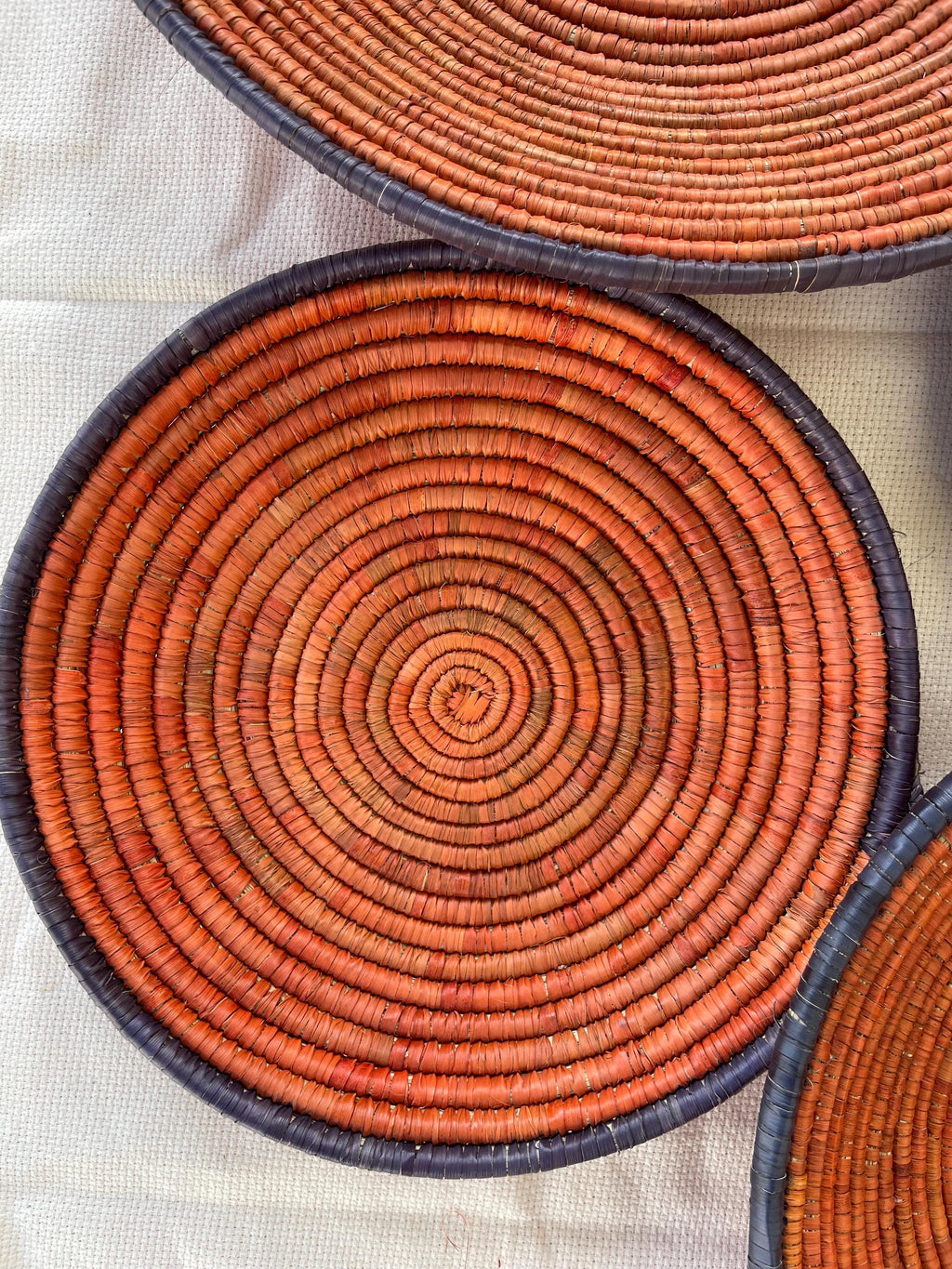 X Large Woven Wall Basket Set Of 6, Handwoven Baskets for Wall Decor, Terracotta Rustic Boho Wall Art, Tribal Home Decor, Christmas Hangings