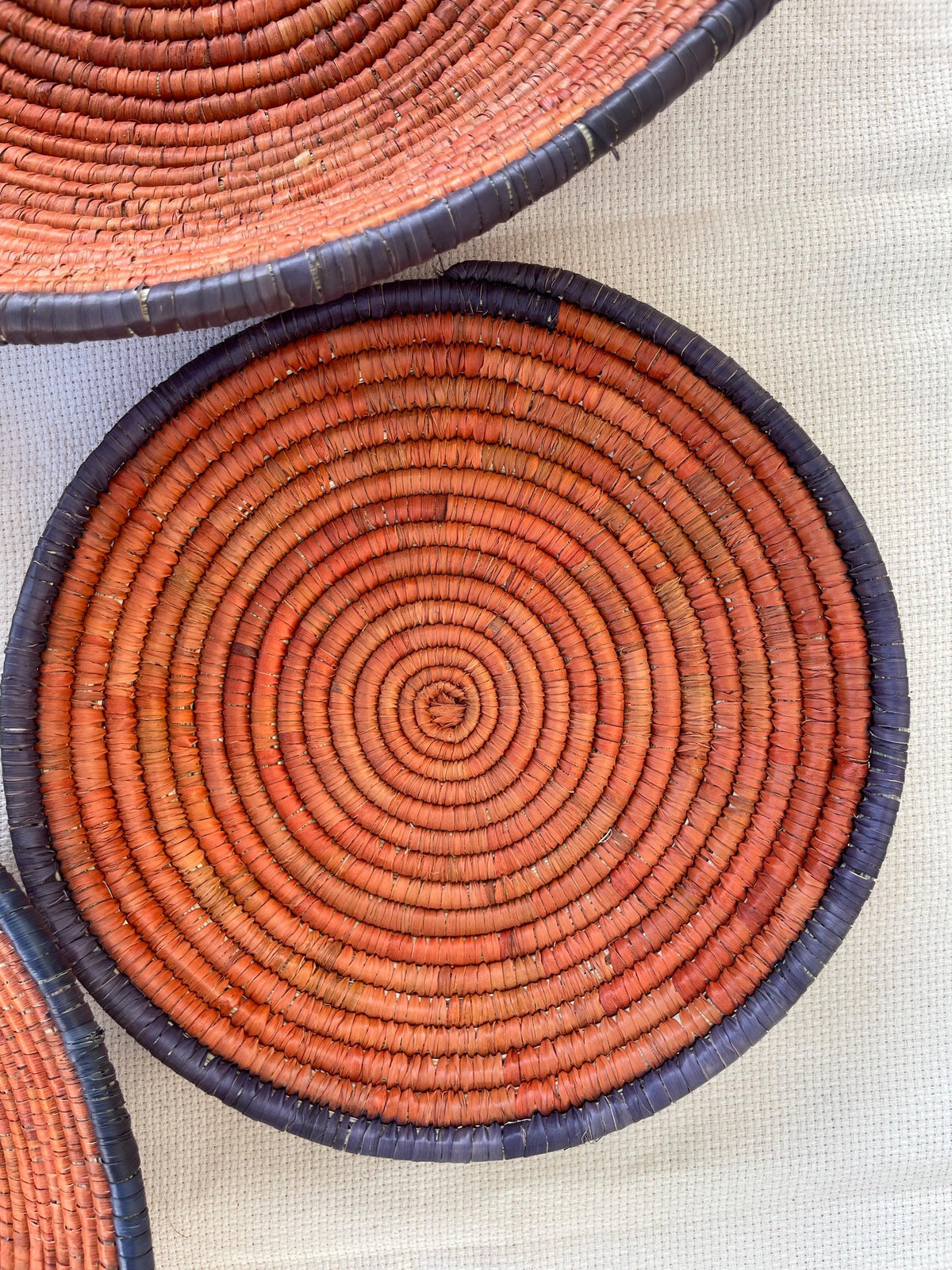 X Large Woven Wall Basket Set Of 6, Handwoven Baskets for Wall Decor, Terracotta Rustic Boho Wall Art, Tribal Home Decor, Christmas Hangings
