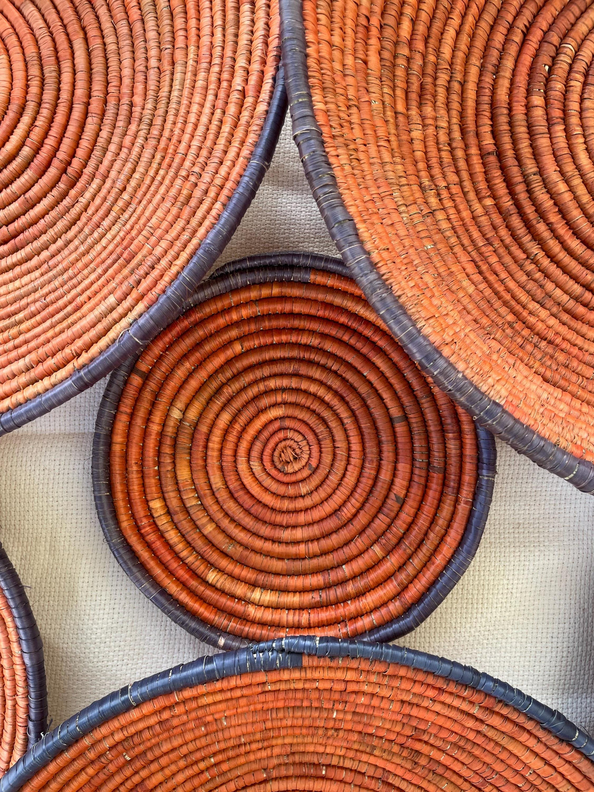 X Large Woven Wall Basket Set Of 6, Handwoven Baskets for Wall Decor, Terracotta Rustic Boho Wall Art, Tribal Home Decor, Christmas Hangings