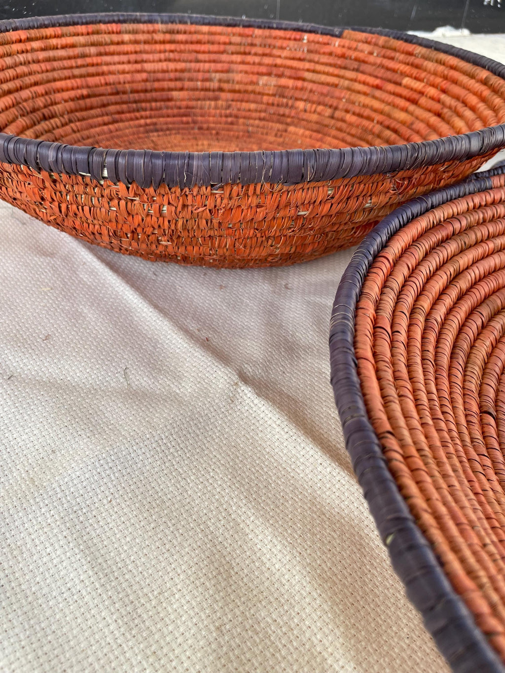 X Large Woven Wall Basket Set Of 6, Handwoven Baskets for Wall Decor, Terracotta Rustic Boho Wall Art, Tribal Home Decor, Collector Pieces