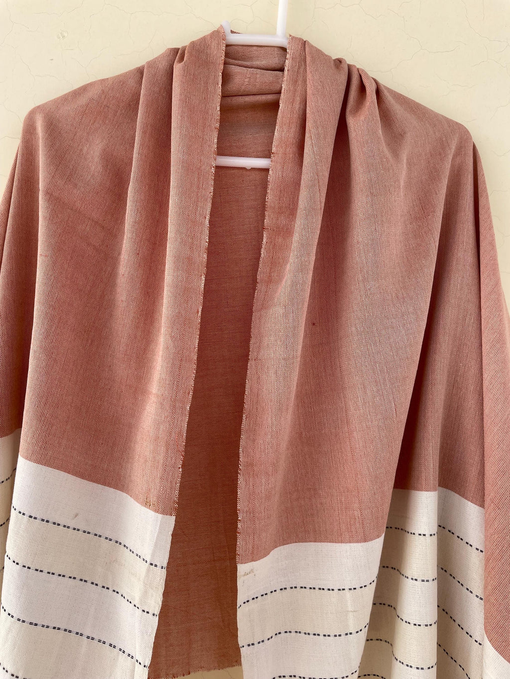 Handwoven Cotton Rebozo Shawl: Pakistani Artisan Scarf, Pregnancy & Labor Support, Gift For Boy Mom To Be, 32 X 106 inch With Fringes