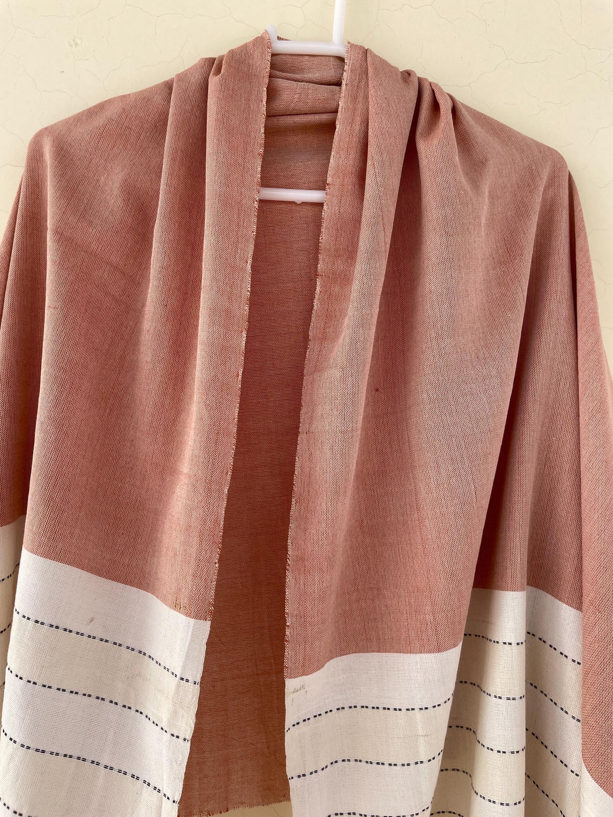 Handwoven Cotton Rebozo Shawl: Pakistani Artisan Scarf, Pregnancy & Labor Support, Gift For Boy Mom To Be, 32 X 106 inch With Fringes