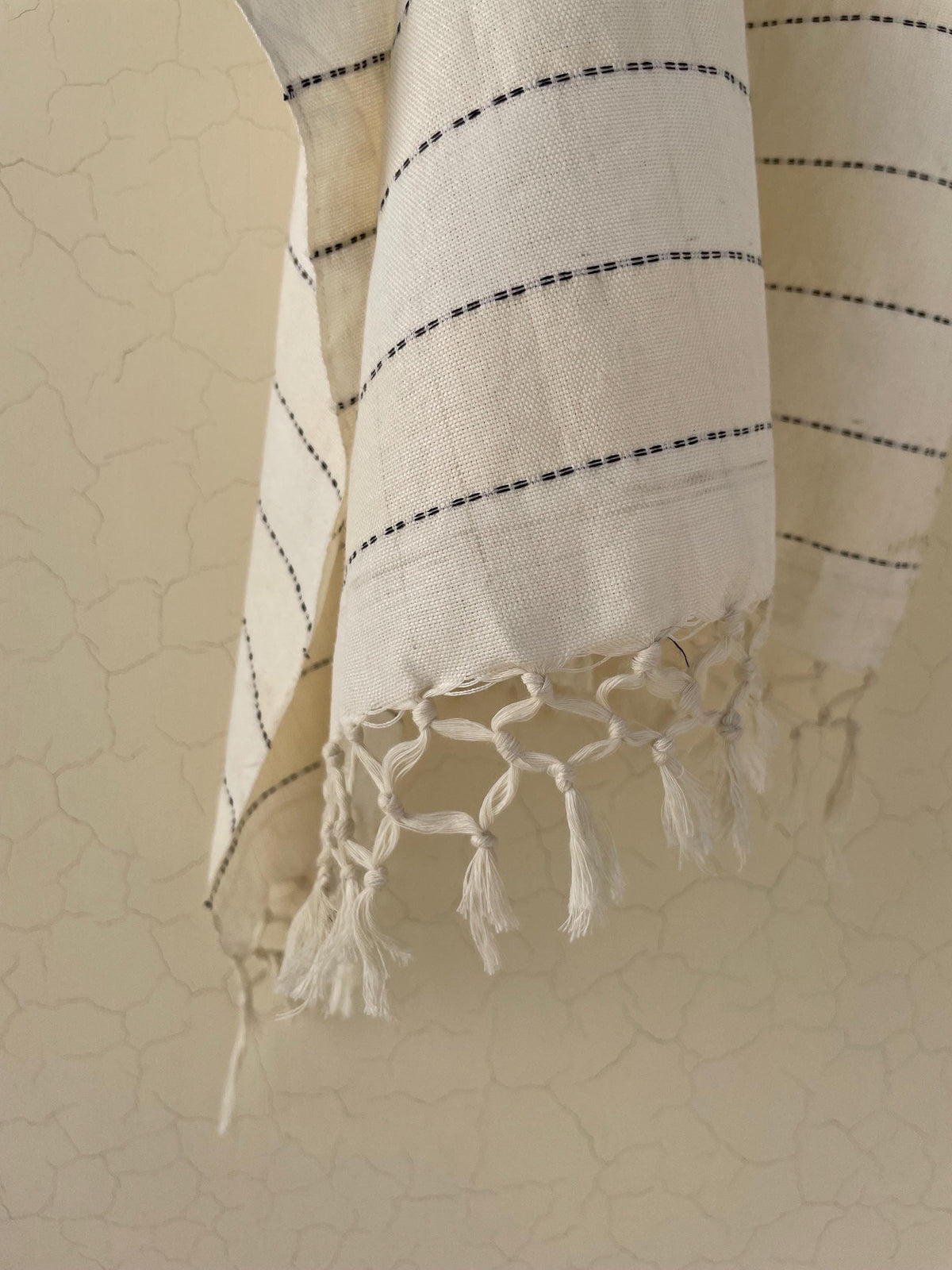 Handwoven Cotton Rebozo Shawl: Pakistani Artisan Scarf, Pregnancy & Labor Support, Gift For Boy Mom To Be, 32 X 106 inch With Fringes